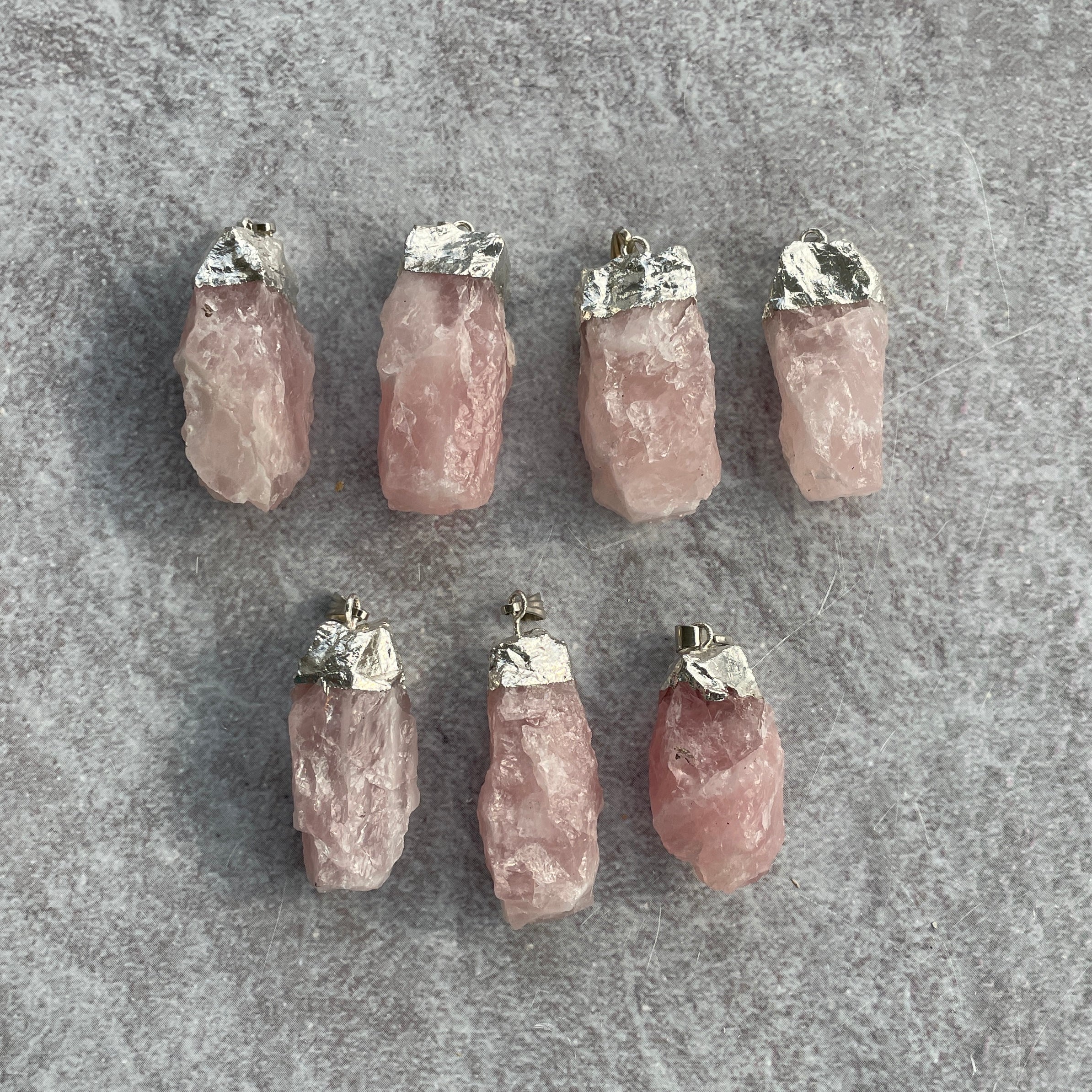 Rose Quart Rough Capped Pendant Rose Quart Rough Capped Pendant